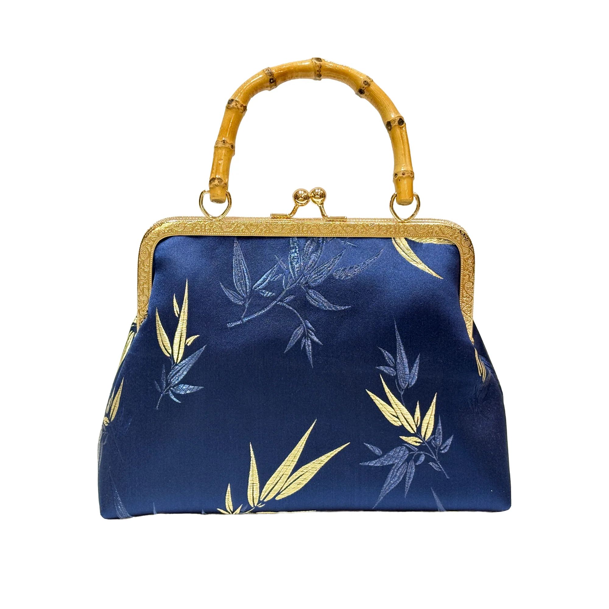 Purse with Bamboo Handle and Bamboo Leaf Pattern (Various Colors) - Image 7